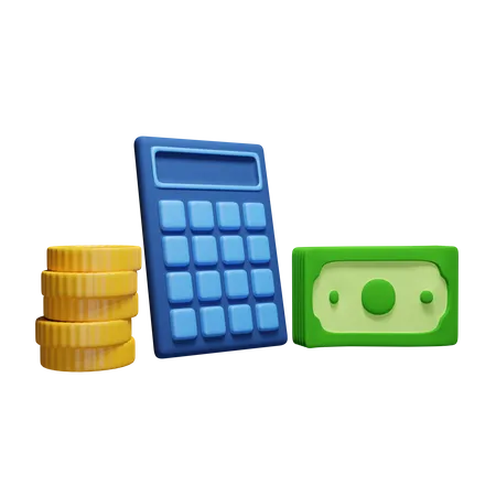 Dinero con calculadora  3D Icon