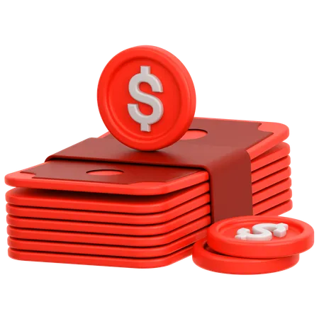 Dinero con moneda  3D Icon