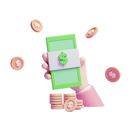 Dinero en mano  3D Icon