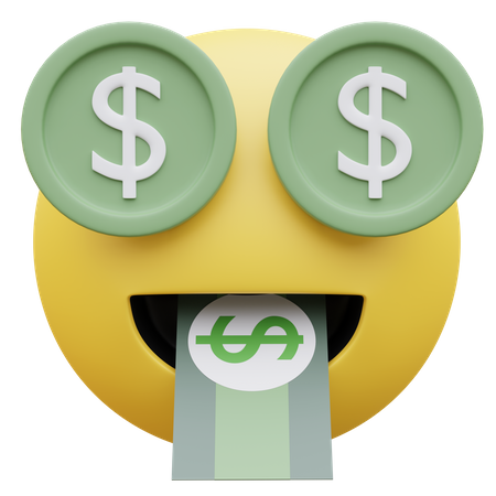 Cara de boca de dinheiro  3D Icon