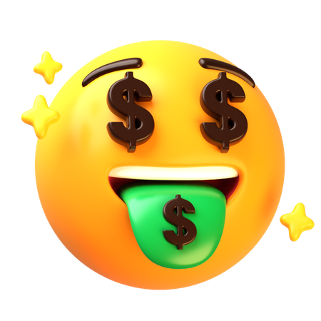 Cara de boca de dinheiro  3D Icon