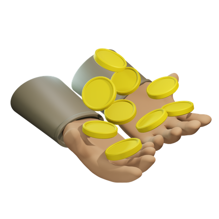 Mão segurando dinheiro  3D Illustration