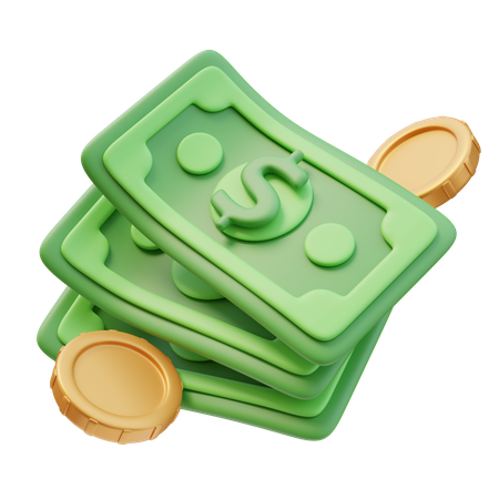 Dinheiro voador com moedas  3D Icon