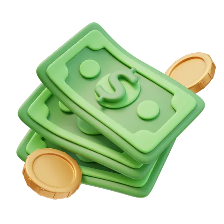 Dinheiro voador com moedas  3D Icon