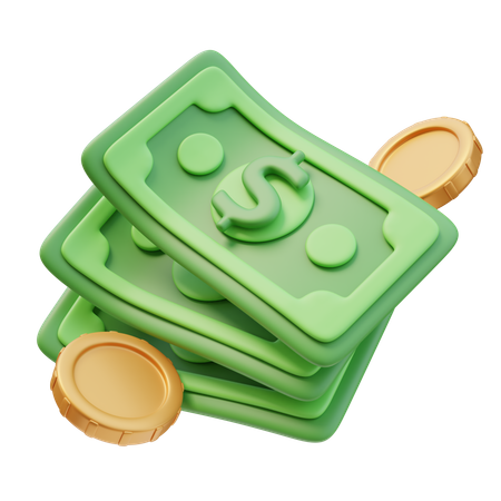 Dinheiro voador com moedas  3D Icon