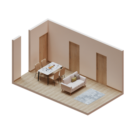 ダイニングルーム  3D Illustration
