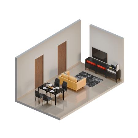 ダイニングルーム  3D Icon