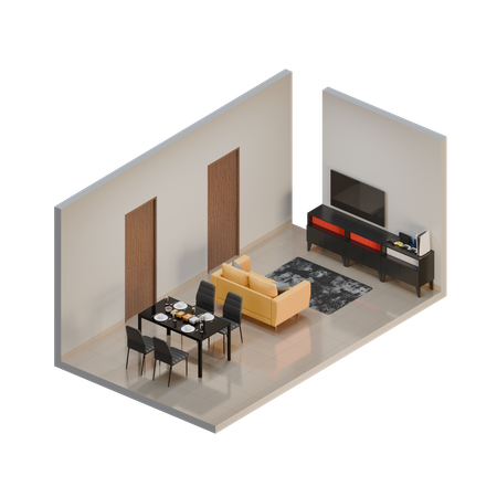 Dining Room  3D Illustration