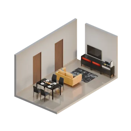 Dining Room  3D Illustration