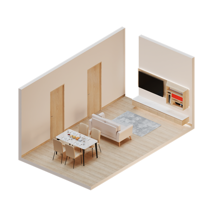 Dining Room  3D Illustration