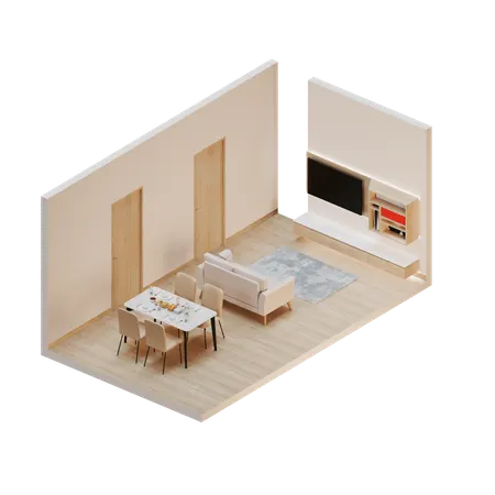 Dining Room  3D Illustration