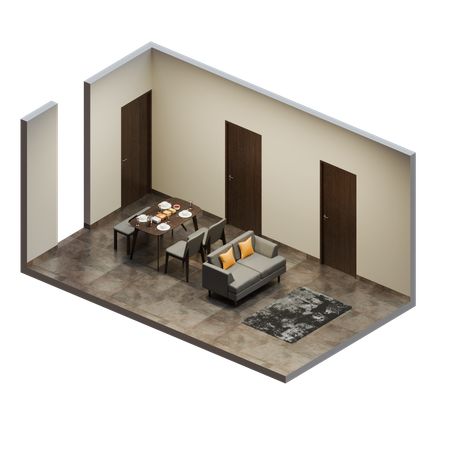 Dining Room  3D Illustration