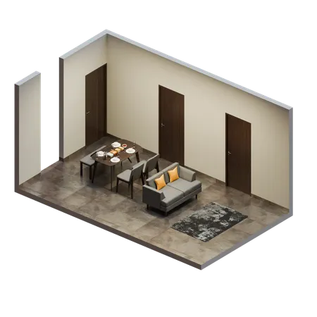 Dining Room  3D Illustration