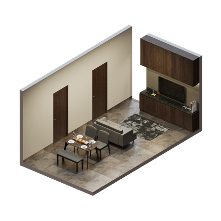 Dining Room  3D Illustration