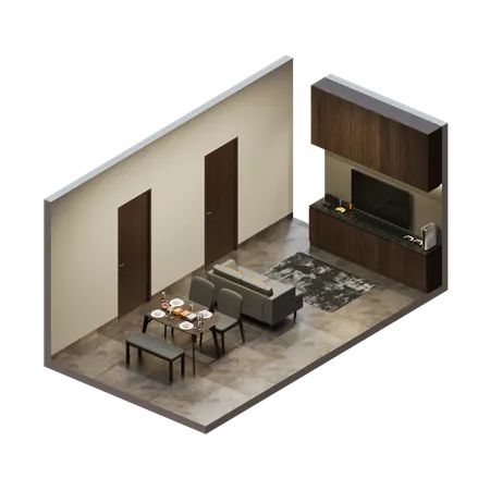 Dining Room  3D Illustration
