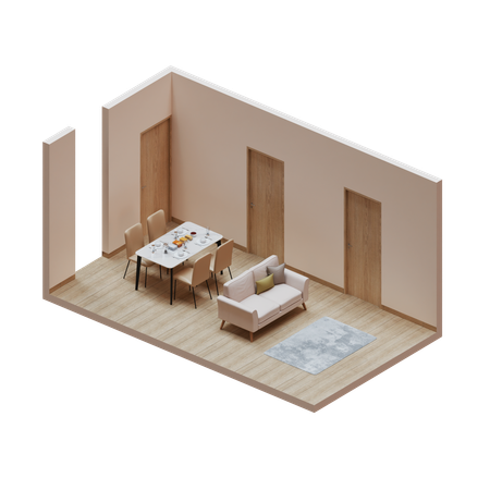 Dining Room  3D Illustration