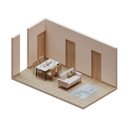 Dining Room  3D Illustration