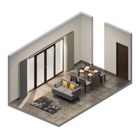Dining Room  3D Illustration