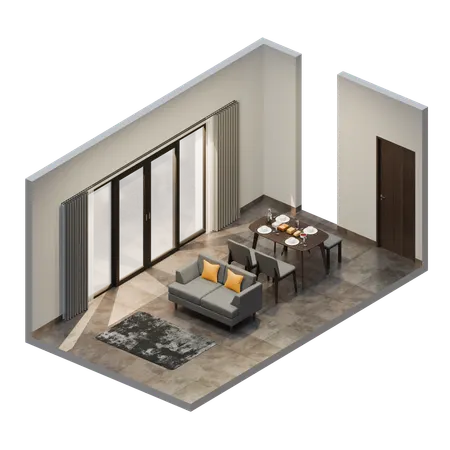 Dining Room  3D Illustration