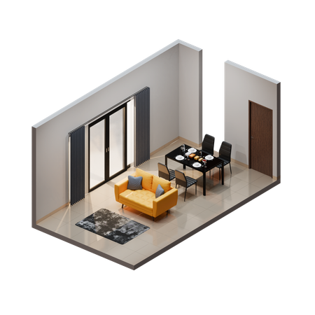 Dining Room  3D Illustration