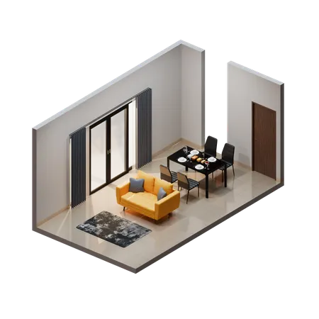 Dining Room  3D Illustration