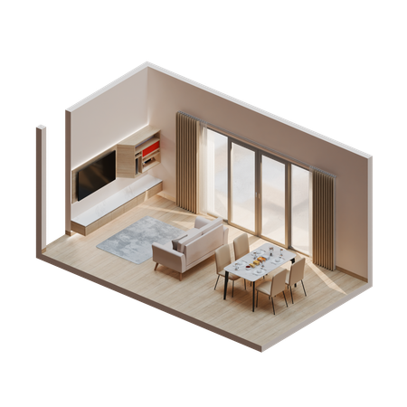 Dining Room  3D Illustration