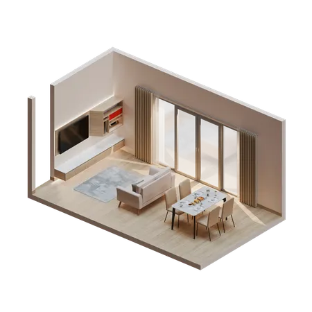 Dining Room  3D Illustration