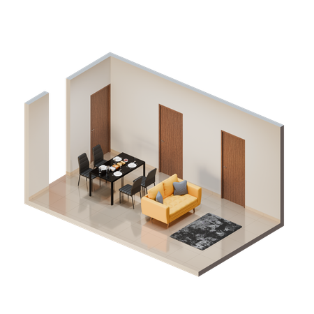 ダイニングテーブル  3D Illustration