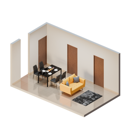Dining Table  3D Illustration
