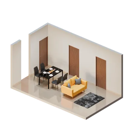 Dining Table  3D Illustration