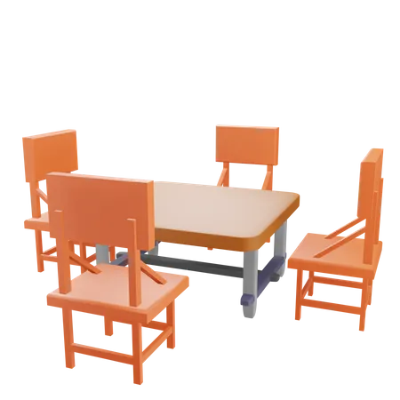 Table And Chairs Rendering 3 D Illustration 3D Icon