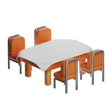 Dining Table With Chairs  3D Icon