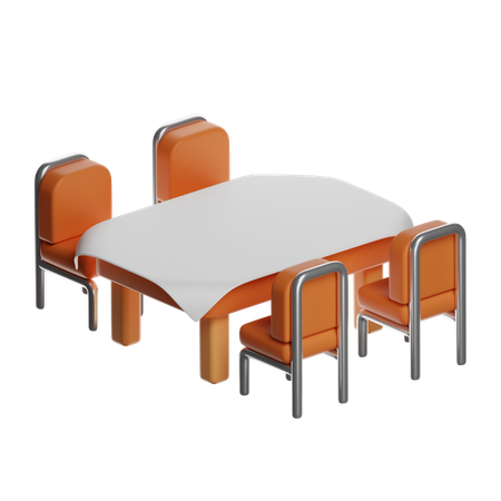 Dining Table With Chairs  3D Icon