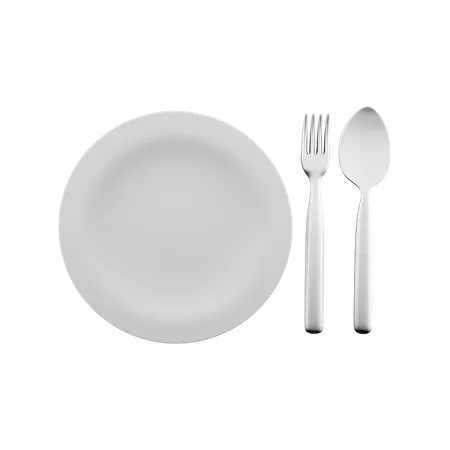 3 D Rendering Board 3 D Render Of Plate Spoon And Fork On A White Background 3 D Render Of Plate Spoon Fork Icon 3D Icon