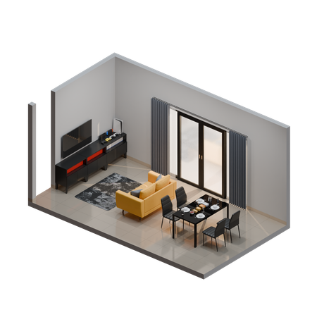 夕食のテーブル  3D Icon