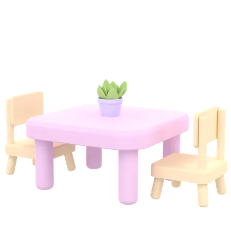 3 D Chair And Table For Home Furnishings 3D Icon