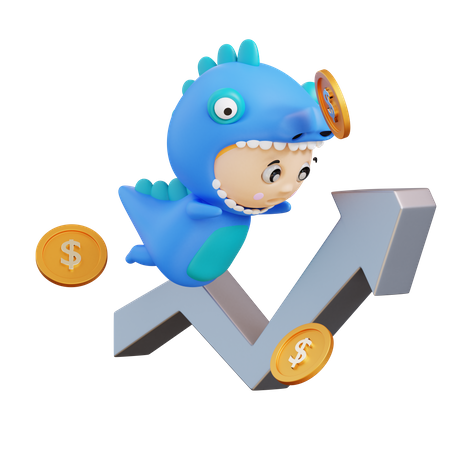 Dino Flies With Advantage  3D Illustration