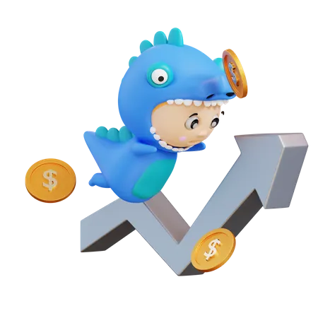 Dino Flies With Advantage  3D Illustration