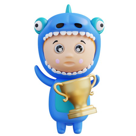 Dino Holding Trophy  3D Icon