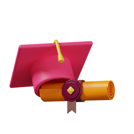 Diploma com certificado de papel em rolo ícone 3d  3D Icon