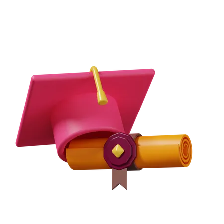 Diploma com certificado de papel em rolo ícone 3d  3D Icon