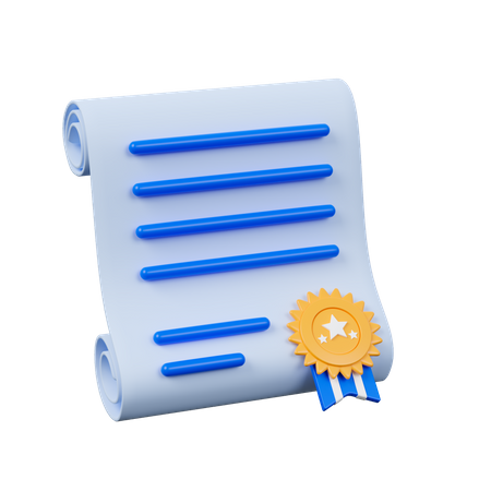 Diploma With Medal  3D Icon