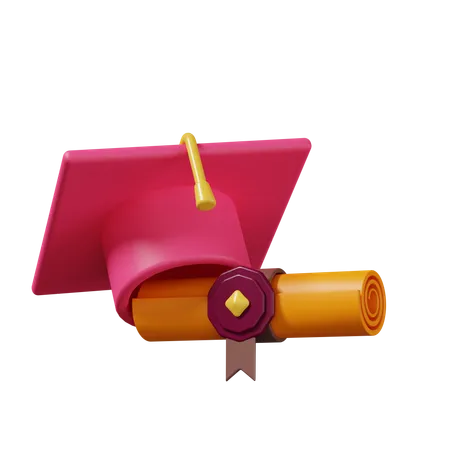 Diploma with roll paper certificate 3d Icon  3D Icon