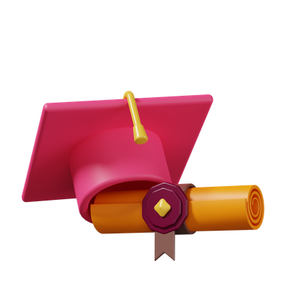 Diploma with roll paper certificate 3d Icon  3D Icon