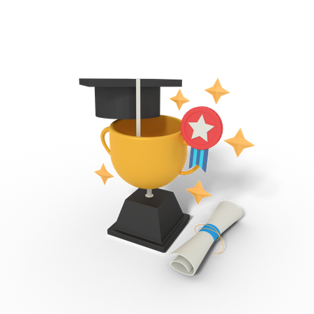 Trophée de l'éducation de fin d'études  3D Illustration