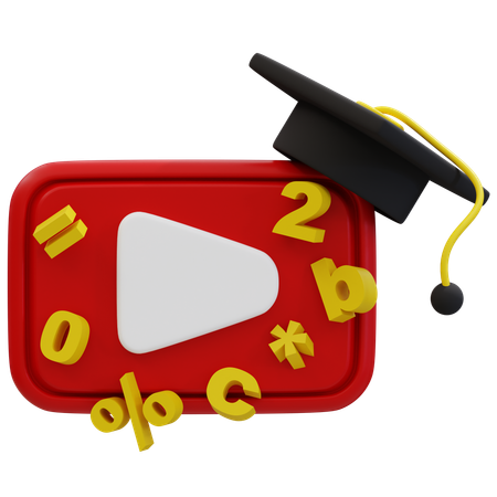 Diplômé de la réussite grâce à l'éducation YouTube  3D Icon