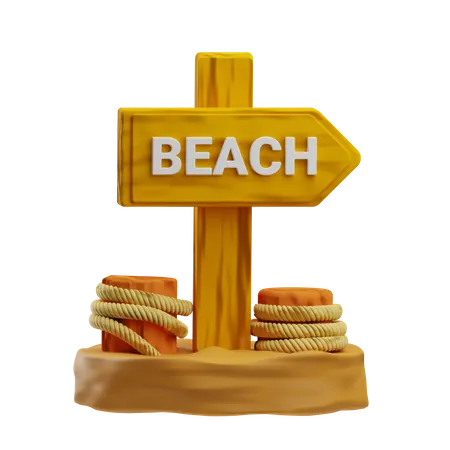 Direção da praia  3D Icon