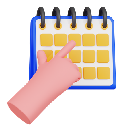 Dirección de la mano hacia el calendario  3D Icon