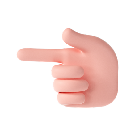Direction gauche doigt geste de la main  3D Illustration