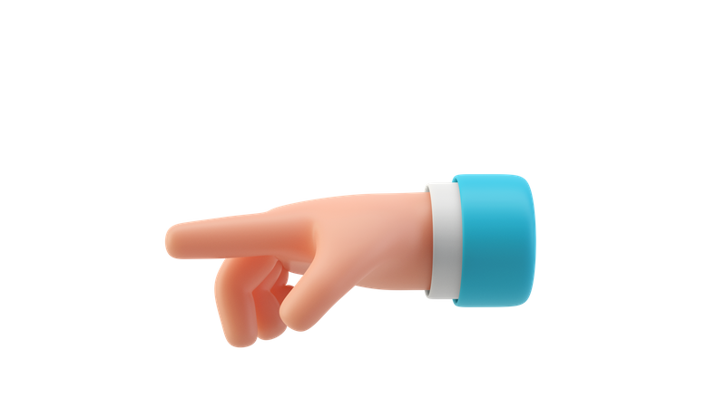 Direction showing hand gesture 3D Illustration
